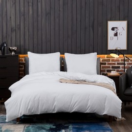AYSW Brushed Microfibre Bed Linen, 1 Duvet Cover (135 x 200 cm) + 1 Pillowcase (80 x 80 cm), with Zip, White