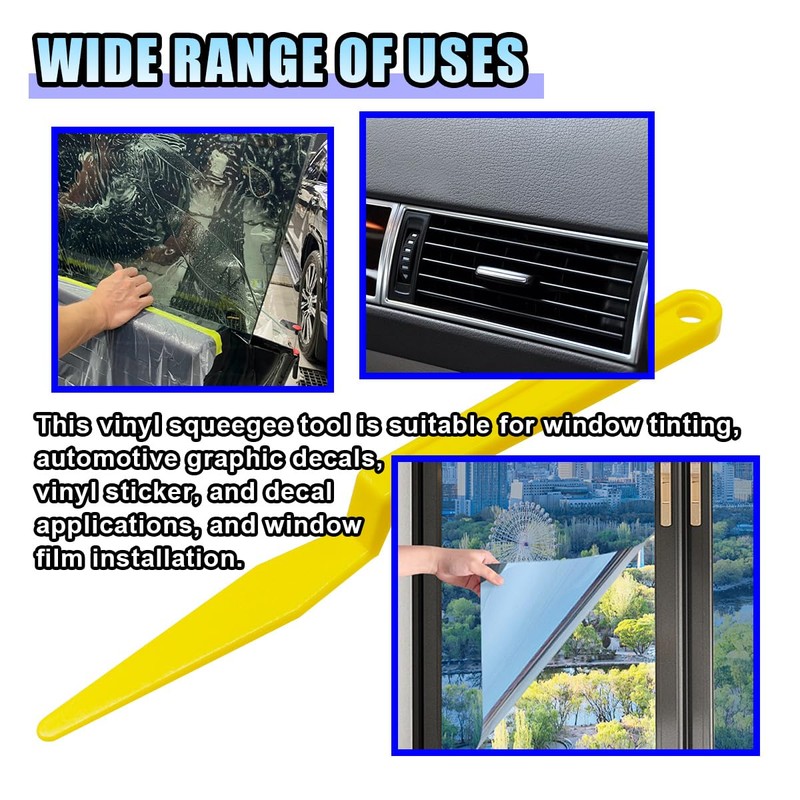 Car Window Tint Squeegee Tool, Plastic Long Handle Shank Corner