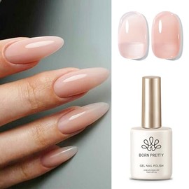 Born Pretty Nude Gel Nail Polish Jelly Light Nude Gel Polish,Sheer Translucent Skin Stone Natural Long Lasting Soak Off Gel Polish Nail Art DIY 15ML