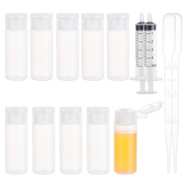 BENECREAT 10 Pack 12 ml 0.4 oz Small Plastic Cap Sample Bottle Empty Refillable Travel Bottles for Cosmetic Makeup Toiletries