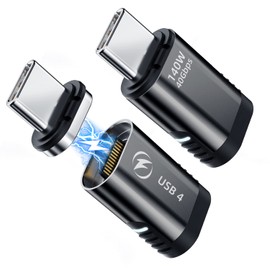 DuHeSin - Adaptador magnético USB C, paquete de 2 unidades, 24 pines rectos con carga PD de 140 W, USB4, transferencia de datos de 40 Gbps, 8 K, 60 Hz, video para Thunderbolt 3/4, MacBook Pro/Air y