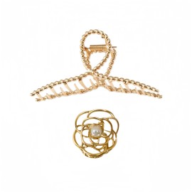 Metal Hair Claws for Women Girls Large Banana and Small Rose Claw Clips Gold Hair Accessories Cute Clips for Fine Hair