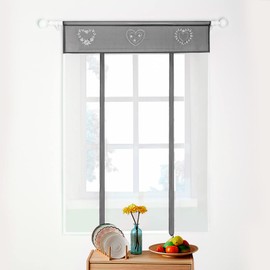 SIMPVALE 1 x Roman Blind Curtain - Embroidery Roman Blind Shade - Transparent Curtains Tulle Panels Window Cover for Bedroom, Bathroom, Kitchen, Grey, Width 80 cm / Height 120 cm