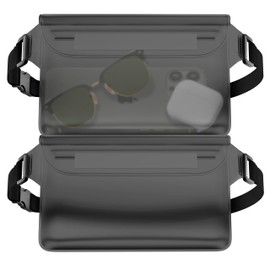 MyGadget 2 x Waterproof Bags [ 22 x 15.5 cm ] - IPx8 Waterproof - Bum Bag with Triple Locking Closure and Adjustable Strap in Grey