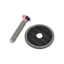 Yaruijia Full Carbon Fiber Headset Top Cap with Titanium Bolt M6 x 35mm for 1-1/8" MTB Road Bike Stem (Rainbow, Matte Top Cap+M6x35mm Bolt)