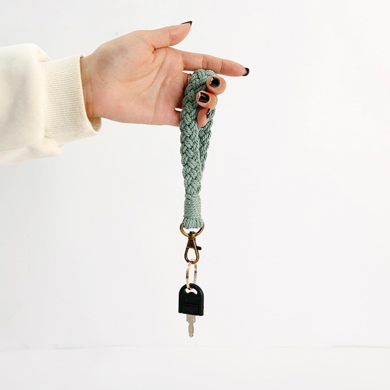 MORSUNBELA White Lanyard Universal Macrame Short Bracelet Hand Wrist Strap