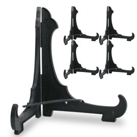 BANBERRY DESIGNS Black Folding Easels - Set of 5 Black Plastic Easels with Locking Crossbar - Display Stands- 6" H