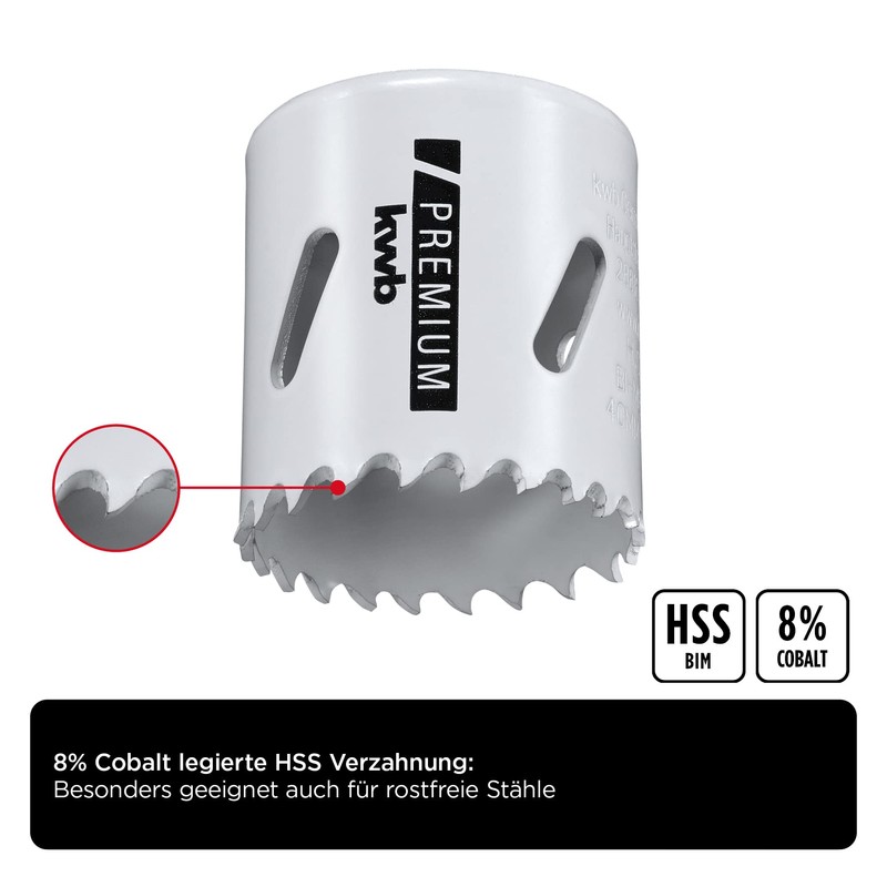 kwb HSS Bi-Metal Hole Saw, Diameter 40 mm, 8% Cobalt