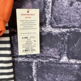 Cat & Jack 6-9 Months Pumpkin Romper Top & Striped Bottom Set