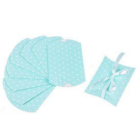 AKOAK 50 Pcs Wedding Creative Wave Point Pillow Box, Candy Gift Box, Suitable for Wedding Birthday and Christmas (Light Blue)