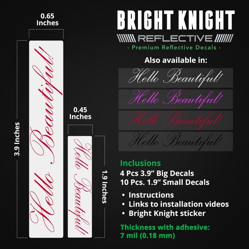 Hello Beautiful Rearview Mirror Decal, 14 Pcs Pink Affirmation Rear