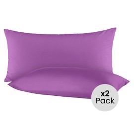 BaSaTex Pack of 2 Renforcé Cotton Pillowcases 40 x 80 cm in 13 Modern Colours, Cotton Purple 40 x 80 cm