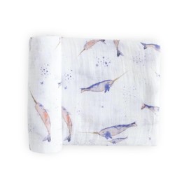 Little Unicorn - Cotton Muslin Swaddle Blanket | Single | 100% Cotton | Super Soft | Newborns and Infants | 47" x 47" | Unisex (Narwhal)