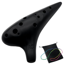 Aestivate 12-Hole Ocarina Alto C, Black Plastic, Easy to Learn, Perfect for Beginners and Gifts
