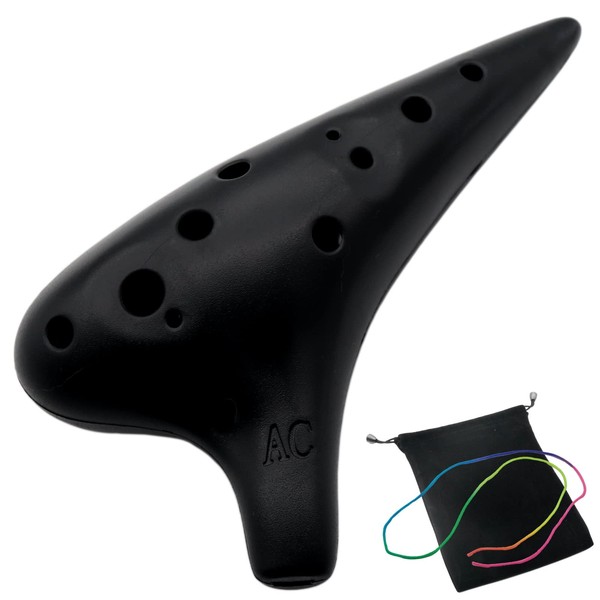 Aestivate 12-Hole Ocarina Alto C, Black Plastic, Easy to Learn,