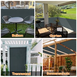 Sekey Balcony Privacy Screen, Balcony Cover, 90 x 400 cm, Balcony Privacy Screen, Balcony Cladding, Oxford with Nylon Cable Ties, Opaque, Waterproof, Wind Protection, Anthracite