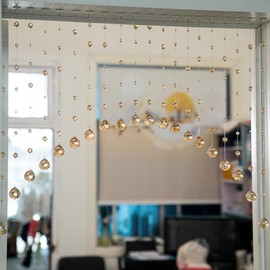Hanbinsen 20 Strings Crystal Beaded Curtain, Arched Door String Curtain, Hanging Doorway Room Divider Suitable for Home, Coffee House, Bedroom, Restaurant. (Chamgagne)