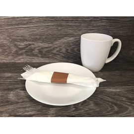 Raise Products Paper Napkin Bands Self Adhesive | Paper Napkin Rings Self-Adhering | Pre-Cut | Disposable | Safety Glue | Bond Paper | Pack of 1,000, 4.25” x 1.5”, Brown