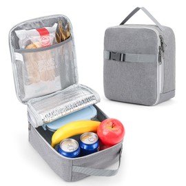 XQXA Insulated Lunch Bag - Reusable Lunch Box Thickened Thermal Soft Leakproof Lunch Tote Bag for Adult Office/Travel Picnic (Gray-L)