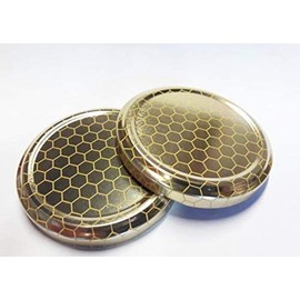Opiros Promo Honeycomb Caps for Jars Honey Canned Food Golden Lids with Beehive Design for Jars (Diameter 53mm, Pack of 20)