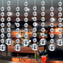 8 Packs Disco Party Decorations Mini Disco Ball Hanging Ornaments Silver Hanging Reflective Mirror Ball for 70s 80s Hippie Bachelorette Birthday Wedding Christmas Party Supplies(1 Inch, 1.77 Inch)