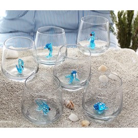 HeguSun 3D Drinking Glass Cup with Cute Animal Figurine Inside, Hand Blown Glass Seal Figure Inside Mug, Stemless Glass for Wine, Water, Milk, Beverages, 12oz(Seal)