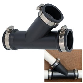 Fernco 2 in. Hub Flexible PVC Wye DWV Pipe Fitting Connector for Cast Iron, Steel and Plastic Connections in Black