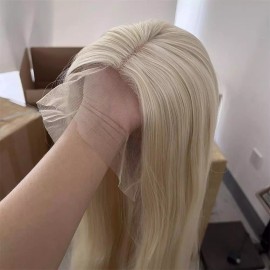 MISSWEN Platinum blonde HD Lace Front Wig Layered Synthetic Hair Long Straight