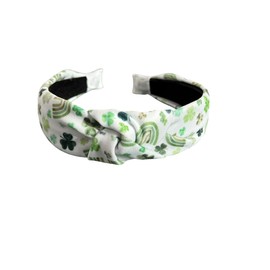 Shamrock Print Headband, Green and White, Good Luck Shamrock Headband perfect for St. Patrick's Day
