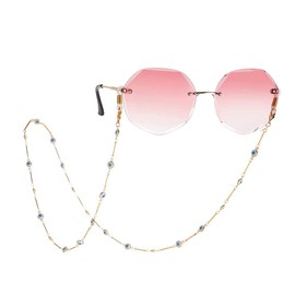 LIKGREAT Evil Eye Glasses Chains Turkey Blue Eye Eyeglasses Strap Mask Chains Holder Sunglasses Strap Lanyard for Women (gold tone)