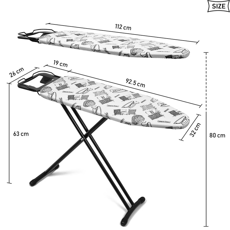 Duwee 12"x36" Ironing Board with Heat Resistant Cover and Thicken