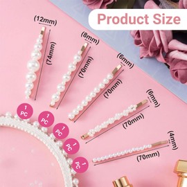 TELAIN Vintage Pearl Bobby Clips, Set of 5 with Different Designs, Retro Hair Accessories for Everyday, Parties and Special Occasions