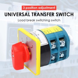 Rotary Cam Changeover Switch 380/220/110V 40A, Universal Rotary Changeover Switch 3 Position 2 Section Selector Switch for Circuit/Motor Control, Electric Welding Machines