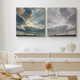 SIGNFORD Canvas Print Wall Art Stormy Elegance Dynamic Cloudscape Wilderness Drawings Modern Art Chic Colorfulfor Living Room, Bedroom, Office - 24"x24" x 2