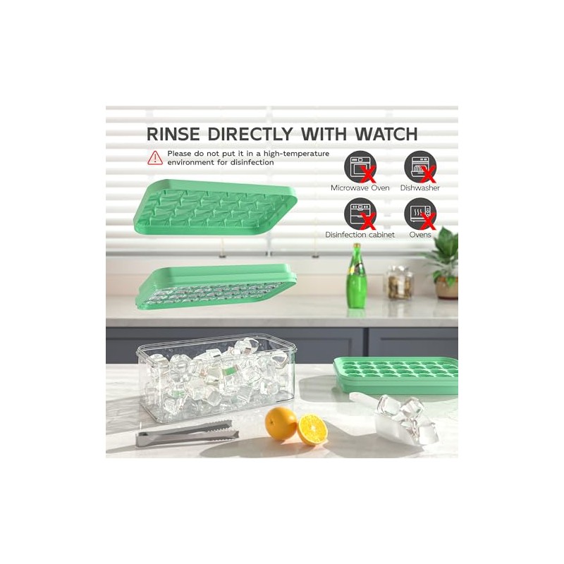 Ice Cube Tray, Ice Cube Tray with Lid and Container,