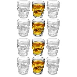 Circleware Roadhouse Mini Beer Mug Shot Glasses with Handles (Skulls 2 - Set of 12)
