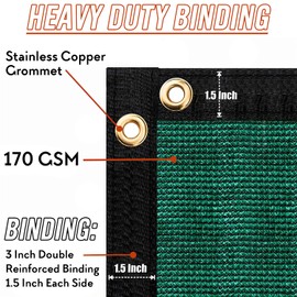 Palace World 6' x 50' Green Fence Privacy Screen Commercial Grade Heavy Duty Black Bindings for Gardens Backyard Patio Construction Project Outdoor Events - We Make Custom Orders
