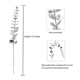 TGANNYOCR 36 Pcs Silver Artificial Eucalyptus Stems 15''Fake Eucalyptus Leaves Decor Faux Branches for Wedding Bouquet Centerpiece Vase Flower Arrangement Home Decoration
