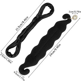 4Pcs Hair Bun Maker for Women, Lazy Hairpin Tool Foam Sponge Buns Magic Hair Updo Accessories Twister for Girls, Pearl & Button