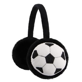 YJZQ Kids Football Pattern Earmuffs - Winter Warm Soccer Design Ear Warmers, Plush Cartoon Children's Fluffy Faux Fur Protection - Xmas Birthday Gifts