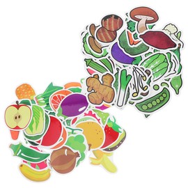 Lurrose Set of 2 Vegetable Fruit Stickers Reusable Stickers Fruit Stickers Vegetable Decoration Resin Vegetable Refrigerator Stickers Food Stickers for Kids Meat Stickers PVC Film