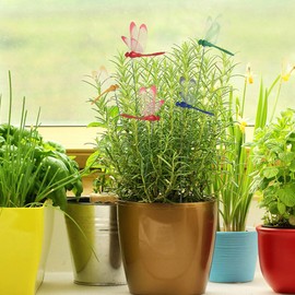 VILLCASE Dragonfly Garden Stakes, 3D Artificial Garden Dragonfly Stake with Sticks, Garden Yard Planter Colorful Dragonfly Lawn Stakes Garden Ornaments