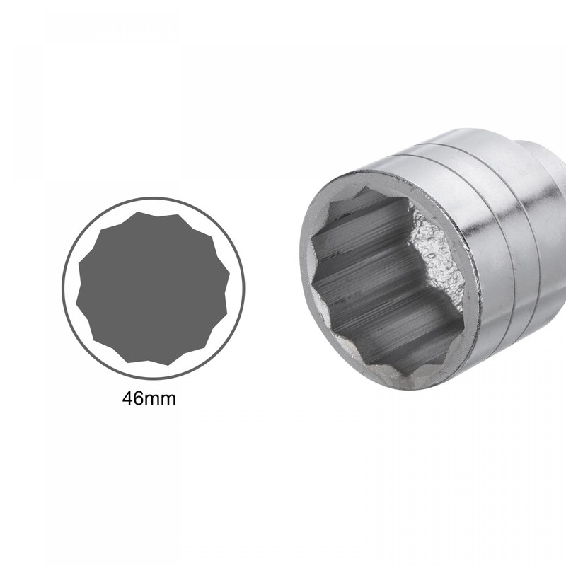 sourcing map 46mm 12 Point Shallow Socket 3/4" Drive Standard