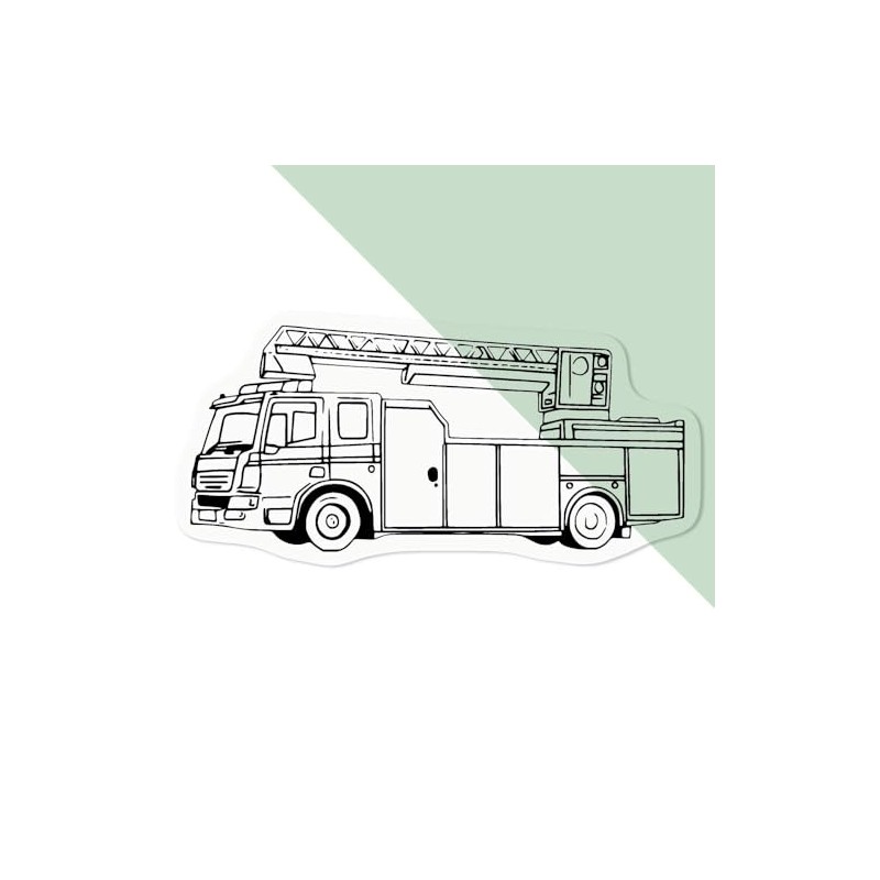 Small 100mm 'Fire Truck' Clear Static Window Cling Sticker/Decal (Black)