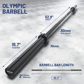 E.T.ENERGIC 7ft Olympic Barbell Bar 40lbs Black Hard Chrome, Sleeves for 2" Olympic Plates(700-lbs Capacity), for Weightlifting, Powerlifting, Gym Home Exercises