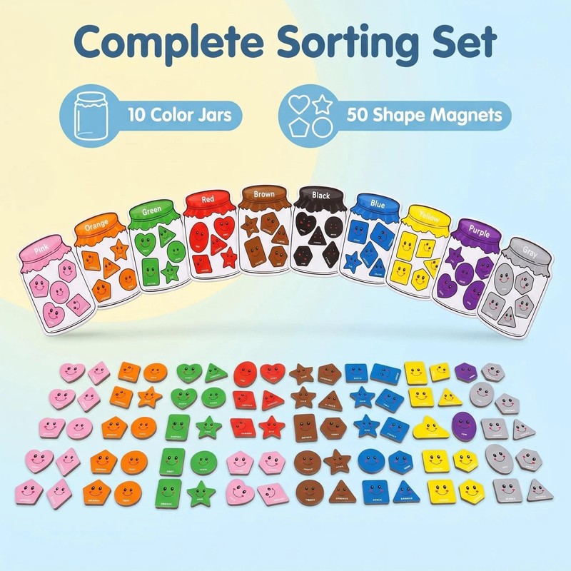 Magnetic Colour Sorting,10 Pcs Fridge Magnets with 50 Vibrant Learning