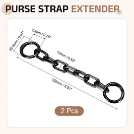 sourcing map 2Pcs Purse Strap Extender 5.9-Inch, Bag Extender Chain Black Grey, Metal Bag Replacement Handbag Chain with Spring Buckle for Purse Handbags Shoulder Bag Decoration, 0.5 Width