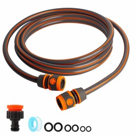 Garden Hose Connection Kit - 5M Short Hose Pipe with 3/4" & 1/2" Adapters, Tap Connectors for Reel, Cart, Sprayer