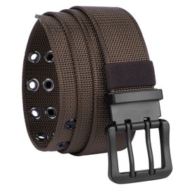 Sportmusies Men’s Nylon Military Tactical Belt Double Pin Buckle Casual Waist Belt Outdoor Sport Belt with Alloy Buckle, Brown