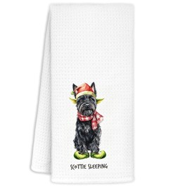 Christmas Scottish Terrier Kitchen Towels Decorative 16x24